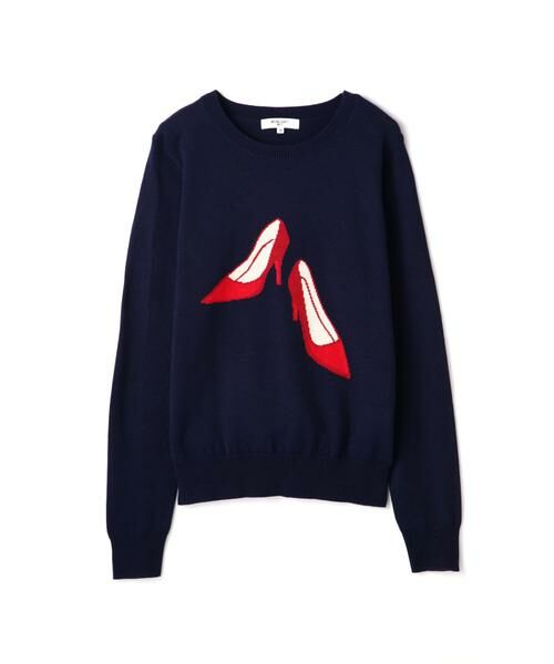 ＊＊NATURAL BEAUTY BASIC / ナチュラルビューティーベーシック ニット・セーター | インターシャニット（ネイビー）