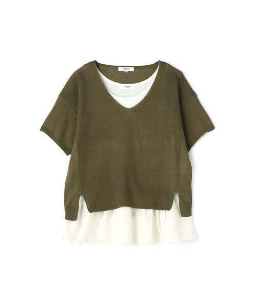 ＊＊NATURAL BEAUTY BASIC / ナチュラルビューティーベーシック ニット・セーター | インナーレイヤードニット（カーキ）