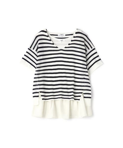 ＊＊NATURAL BEAUTY BASIC / ナチュラルビューティーベーシック ニット・セーター | インナーレイヤードニット（オフ×ネイビーBD2）