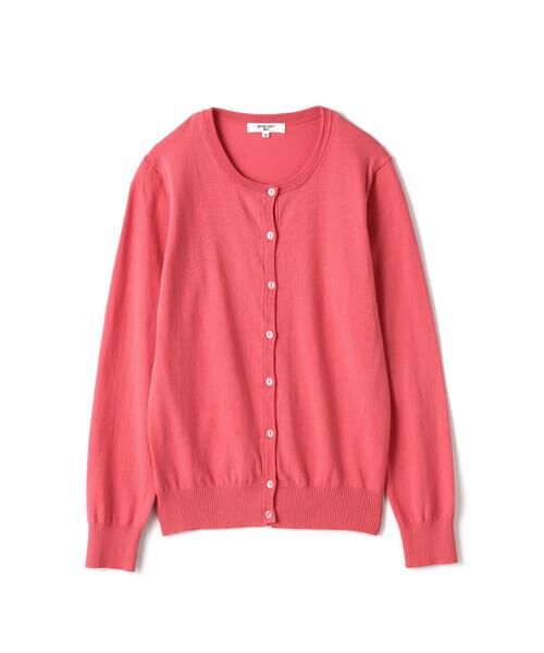 ＊＊NATURAL BEAUTY BASIC / ナチュラルビューティーベーシック カーディガン・ボレロ | ラウンドネックニットカーディガン（アカ）
