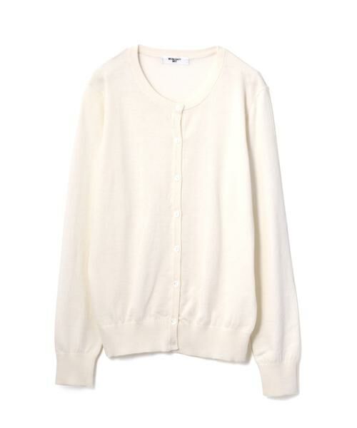 ＊＊NATURAL BEAUTY BASIC / ナチュラルビューティーベーシック カーディガン・ボレロ | ラウンドネックニットカーディガン（シロ）