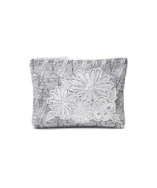 ＊＊NATURAL BEAUTY BASIC / ナチュラルビューティーベーシック バッグ | フラワー刺繍クラッチバック（ネイビー）