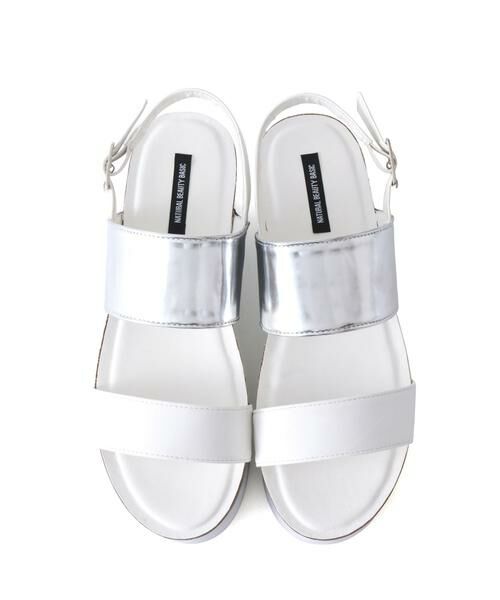 ＊＊NATURAL BEAUTY BASIC / ナチュラルビューティーベーシック サンダル | ２ストラップ厚底サンダル（シロ×シバー）