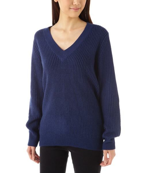 ＊＊NATURAL BEAUTY BASIC / ナチュラルビューティーベーシック ニット・セーター | Vネックニット（ブルー）