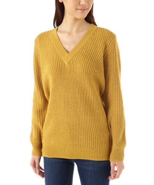 ＊＊NATURAL BEAUTY BASIC / ナチュラルビューティーベーシック ニット・セーター | Vネックニット（イエロー1）