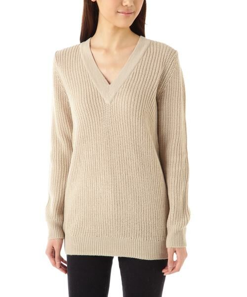 ＊＊NATURAL BEAUTY BASIC / ナチュラルビューティーベーシック ニット・セーター | Vネックニット（ベージュ）