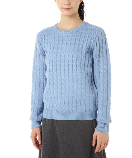 ＊＊NATURAL BEAUTY BASIC / ナチュラルビューティーベーシック ニット・セーター | ケーブルニット（ブルー）