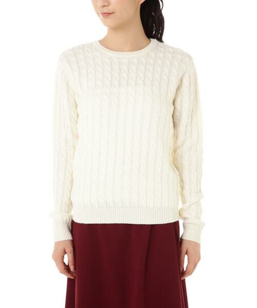 ＊＊NATURAL BEAUTY BASIC / ナチュラルビューティーベーシック ニット・セーター | ケーブルニット（ホワイト1）