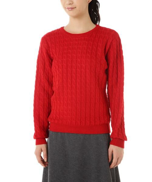 ＊＊NATURAL BEAUTY BASIC / ナチュラルビューティーベーシック ニット・セーター | ケーブルニット（レッド）