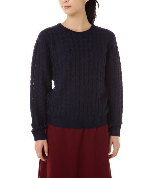 ＊＊NATURAL BEAUTY BASIC / ナチュラルビューティーベーシック ニット・セーター | ケーブルニット（ネイビー）