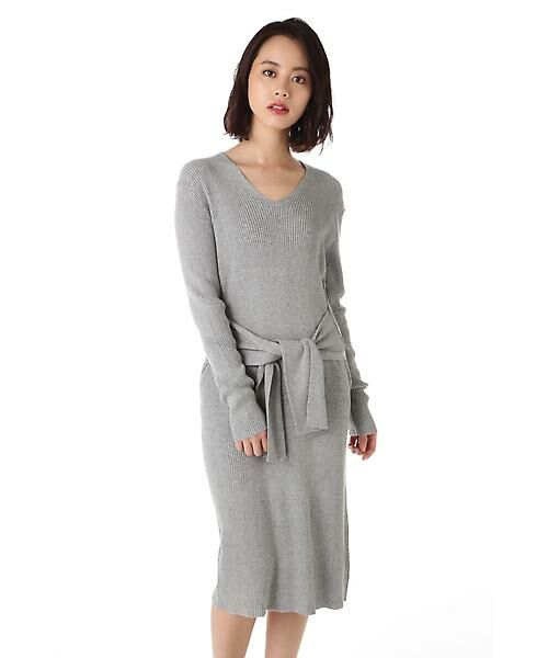 セール ウエストリボンリブニットワンピース ワンピース Natural Beauty Basic ナチュラルビューティーベーシック ファッション通販 タカシマヤファッションスクエア