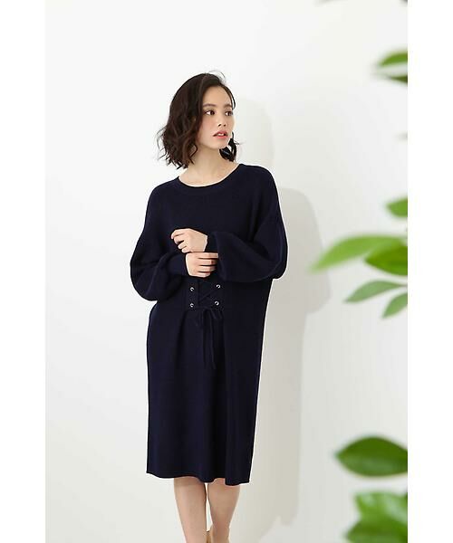 セール レースアップ畦ニットワンピース ワンピース Natural Beauty Basic ナチュラルビューティーベーシック ファッション通販 タカシマヤファッションスクエア