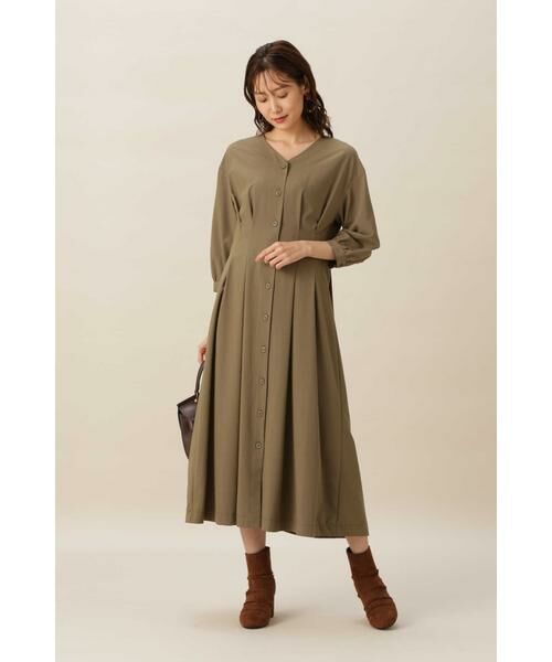 速達メール便送料無料 フロントボタンシャツワンピース ナチュラルビューティーベーシック Natural Beauty Basic 超目玉アイテム