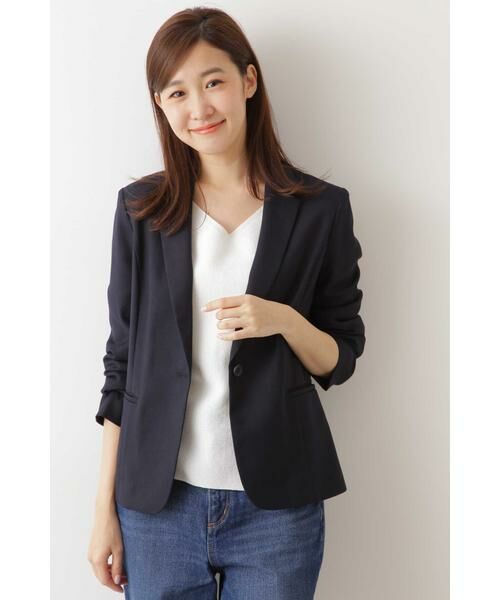 セール 洗える リネン混ドビーセットアップ テーラードジャケット ブルゾン Natural Beauty Basic ナチュラルビューティーベーシック ファッション通販 タカシマヤファッションスクエア