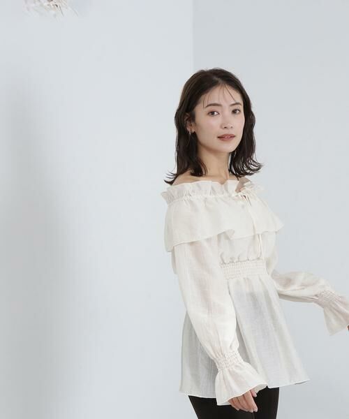 ＊＊NATURAL BEAUTY BASIC / ナチュラルビューティーベーシック シャツ・ブラウス | シアーフリルペプラムブラウス | 詳細3