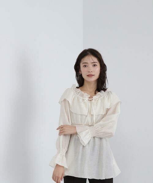 ＊＊NATURAL BEAUTY BASIC / ナチュラルビューティーベーシック シャツ・ブラウス | シアーフリルペプラムブラウス | 詳細7