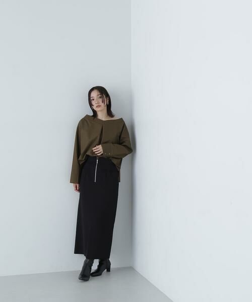 **NATURAL BEAUTY BASIC / ナチュラルビューティーベーシック スカート | アウトポケットジップナロースカート(クロ)