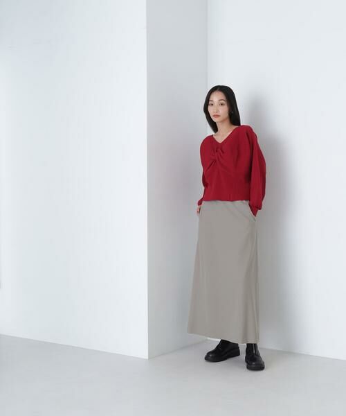 ＊＊NATURAL BEAUTY BASIC / ナチュラルビューティーベーシック スカート | ミニマルセミフレアスカート（オリーブ）