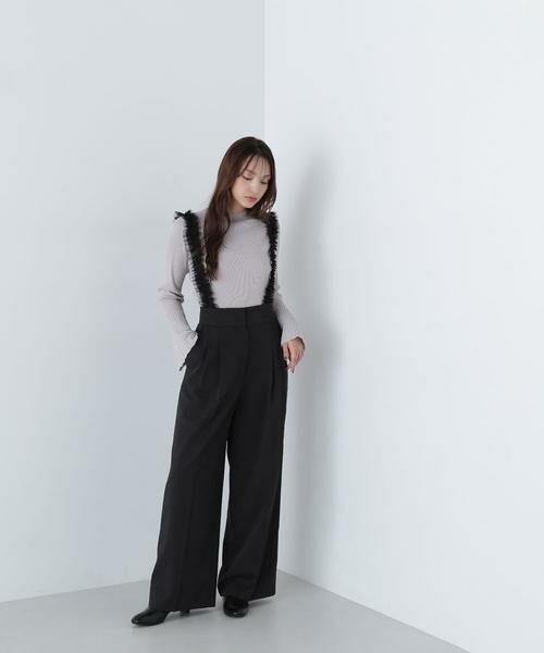 ＊＊NATURAL BEAUTY BASIC / ナチュラルビューティーベーシック パンツ | チュールフリルストラップパンツ（クロ）