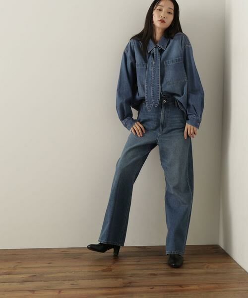 **NATURAL BEAUTY BASIC / ナチュラルビューティーベーシック パンツ | スラックスデニムパンツ(ブルー)