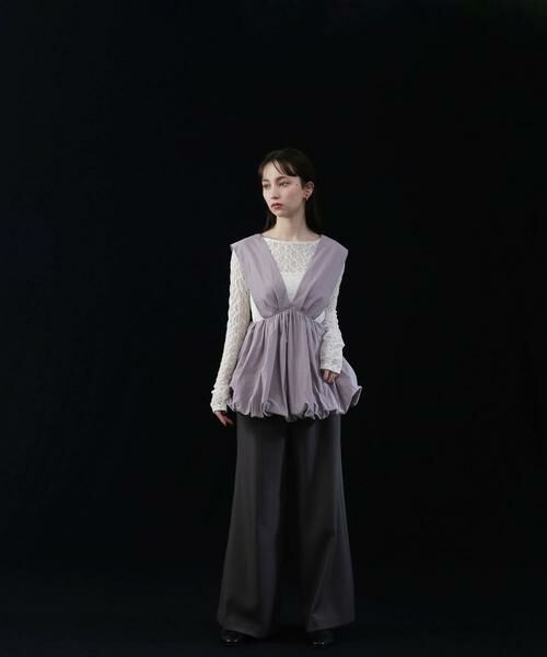 ＊＊NATURAL BEAUTY BASIC / ナチュラルビューティーベーシック パンツ | フレアワイドパンツ（チャコール1）