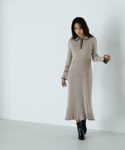 セール】 ポロバイカラーニットワンピース （ワンピース