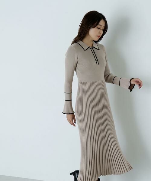 ＊＊NATURAL BEAUTY BASIC / ナチュラルビューティーベーシック ワンピース | ポロバイカラーニットワンピース | 詳細3