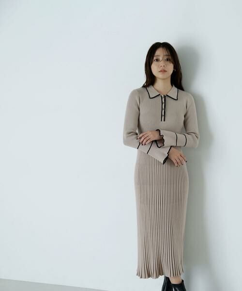 ＊＊NATURAL BEAUTY BASIC / ナチュラルビューティーベーシック ワンピース | ポロバイカラーニットワンピース | 詳細5