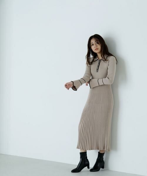 ＊＊NATURAL BEAUTY BASIC / ナチュラルビューティーベーシック ワンピース | ポロバイカラーニットワンピース | 詳細6