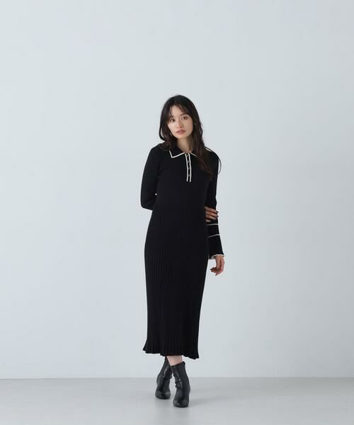 ＊＊NATURAL BEAUTY BASIC / ナチュラルビューティーベーシック ワンピース | ポロバイカラーニットワンピース | 詳細14