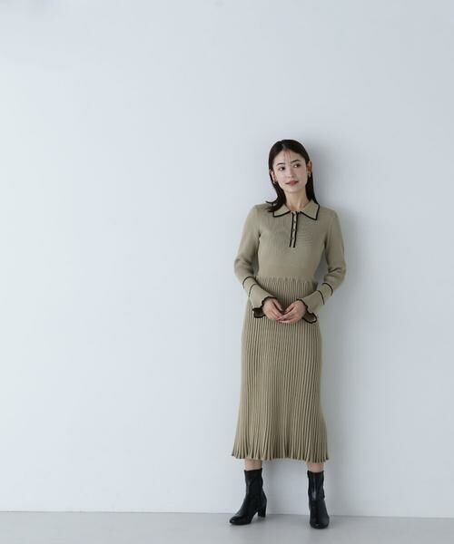 ＊＊NATURAL BEAUTY BASIC / ナチュラルビューティーベーシック ワンピース | ポロバイカラーニットワンピース | 詳細21