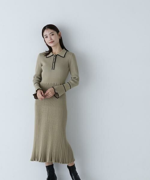 ＊＊NATURAL BEAUTY BASIC / ナチュラルビューティーベーシック ワンピース | ポロバイカラーニットワンピース | 詳細22