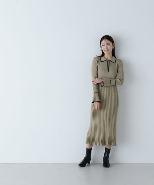 ＊＊NATURAL BEAUTY BASIC / ナチュラルビューティーベーシック ワンピース | ポロバイカラーニットワンピース | 詳細23