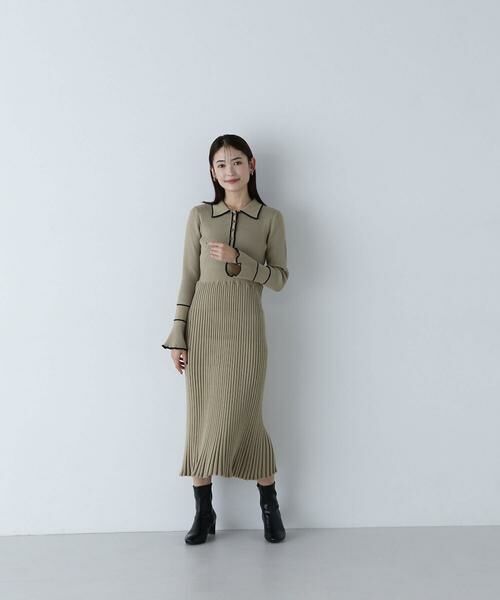 ＊＊NATURAL BEAUTY BASIC / ナチュラルビューティーベーシック ワンピース | ポロバイカラーニットワンピース | 詳細24