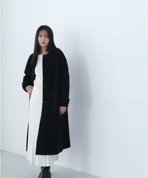 Meiru ノーカラーロングコート[品番：AMTW0011641]｜JUNOAH
