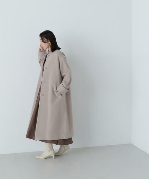 セール】 フォルムノーカラーロングコート 24AW （アウター