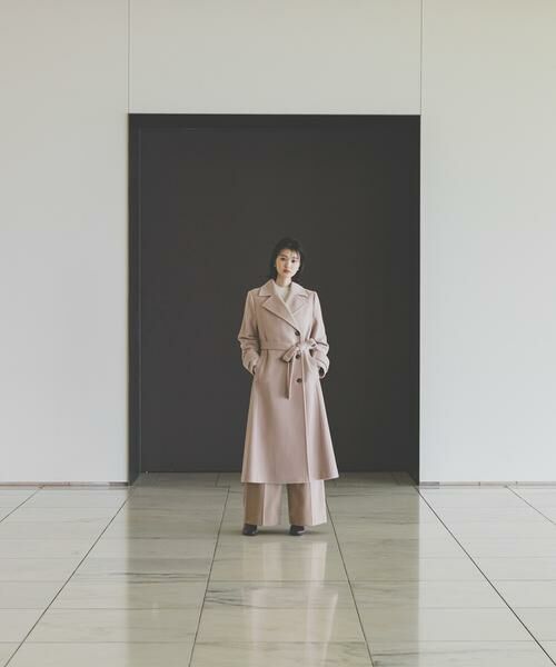 ＊＊NATURAL BEAUTY BASIC / ナチュラルビューティーベーシック アウター | ベルテッドコート　24AW（ピーチベージュ4）