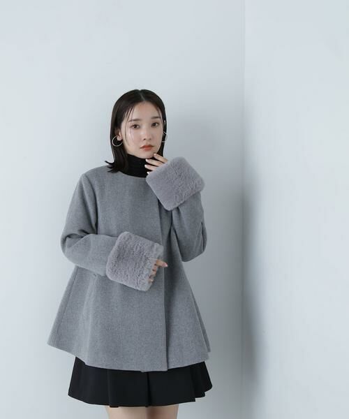 セール】 フェイクファースリーブハーフコート 24AW （ブルゾン