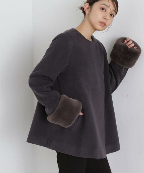 セール】 フェイクファースリーブハーフコート 24AW （ブルゾン