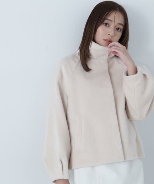 ＊＊NATURAL BEAUTY BASIC / ナチュラルビューティーベーシック ブルゾン | スタンドネックシャギーブルゾン（エクリュ1）