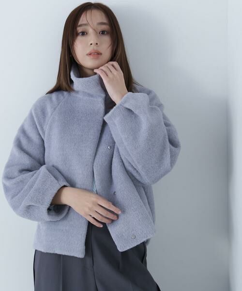 ＊＊NATURAL BEAUTY BASIC / ナチュラルビューティーベーシック ブルゾン | スタンドネックシャギーブルゾン（グレー）