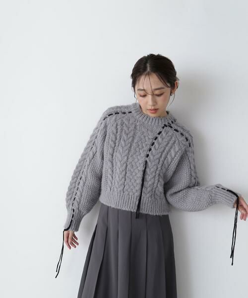 ＊＊NATURAL BEAUTY BASIC / ナチュラルビューティーベーシック ニット・セーター | ステッチケーブルニット　24AW | 詳細3