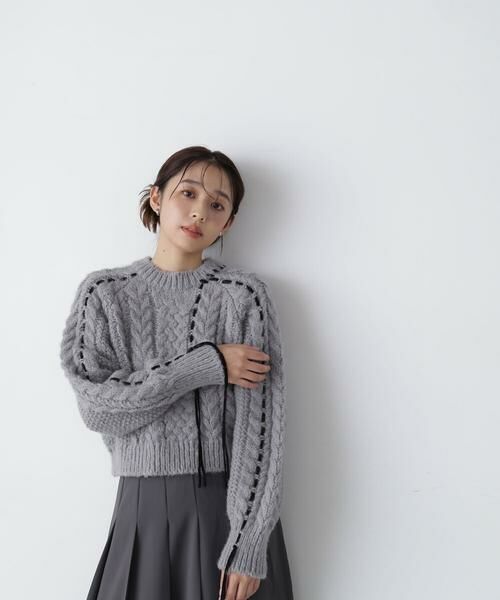 ＊＊NATURAL BEAUTY BASIC / ナチュラルビューティーベーシック ニット・セーター | ステッチケーブルニット　24AW | 詳細7