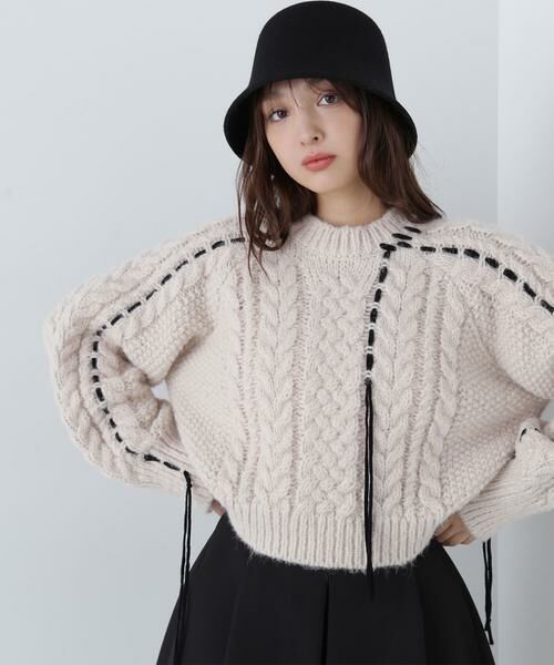 ＊＊NATURAL BEAUTY BASIC / ナチュラルビューティーベーシック ニット・セーター | ステッチケーブルニット　24AW（オフ2）