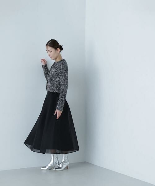 ＊＊NATURAL BEAUTY BASIC / ナチュラルビューティーベーシック スカート | シアーボリュームフレアスカート（クロ）