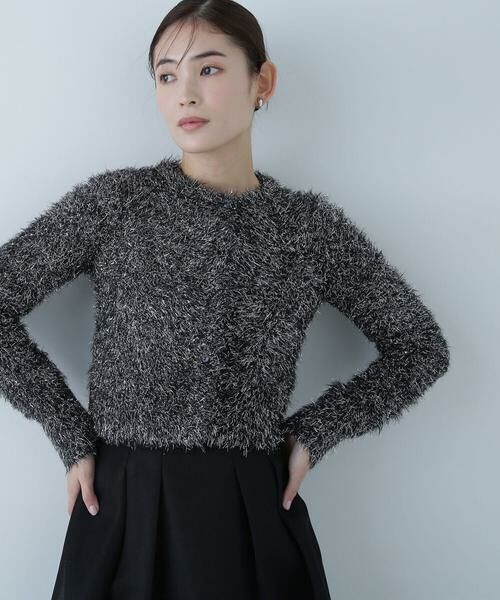＊＊NATURAL BEAUTY BASIC / ナチュラルビューティーベーシック カーディガン・ボレロ | ラメニットショートカーディガン（クロ）