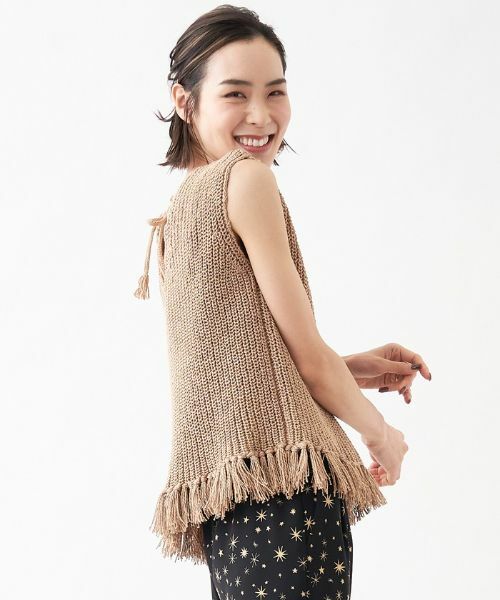 セール】 フリンジ付きニットベスト （テーラードジャケット