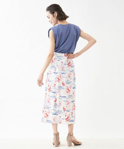NEMIKA / ネミカ ミニ・ひざ丈スカート | スリット入りフラミンゴ柄タイトスカート | 詳細3
