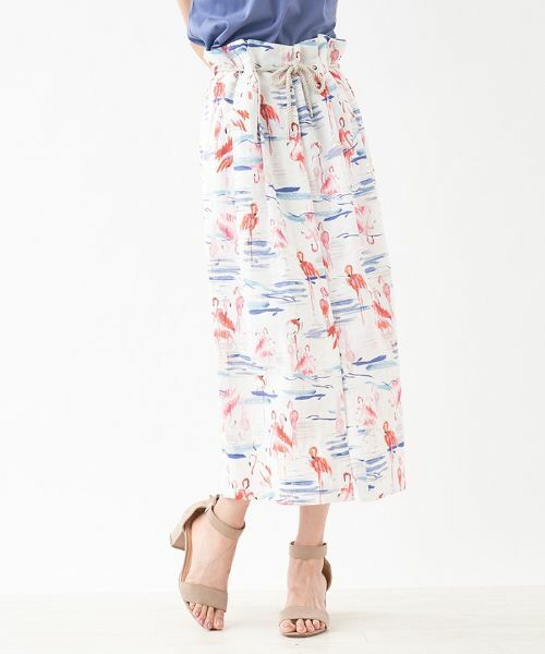 NEMIKA / ネミカ ミニ・ひざ丈スカート | スリット入りフラミンゴ柄タイトスカート | 詳細4