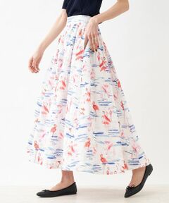 NEMIKA / ネミカ ミニ・ひざ丈スカート | フラミンゴ柄フレアスカート